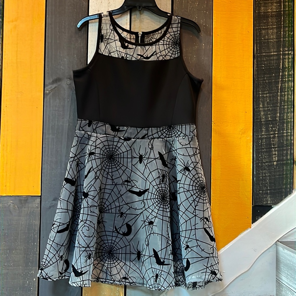 Black Spiderweb Halloween Dress sleeveless sz Extra Large
